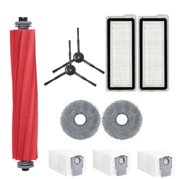 Set accesorii PAA-home® compatibile cu aspiratorul robot Roborock Qrevo S, 1 perie centrala 2 lavete, 2 perii laterale negre, 2 filtre si 3 saci colectori praf